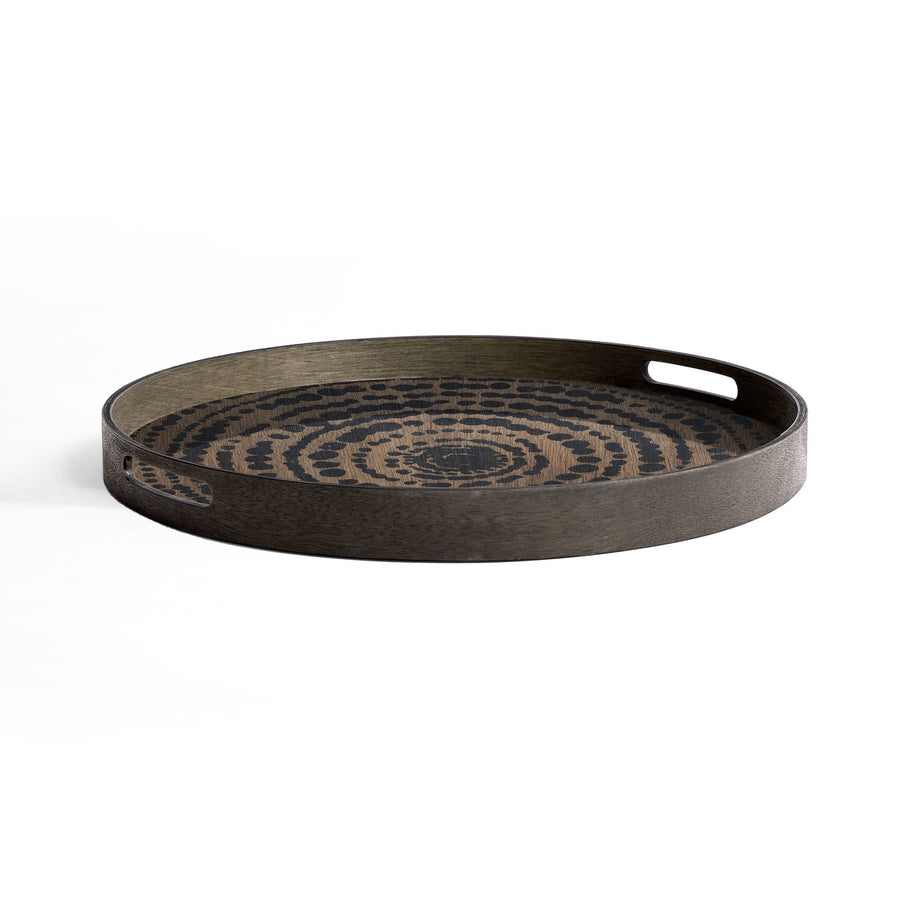 Black Beads Wooden Tray - Round / Small