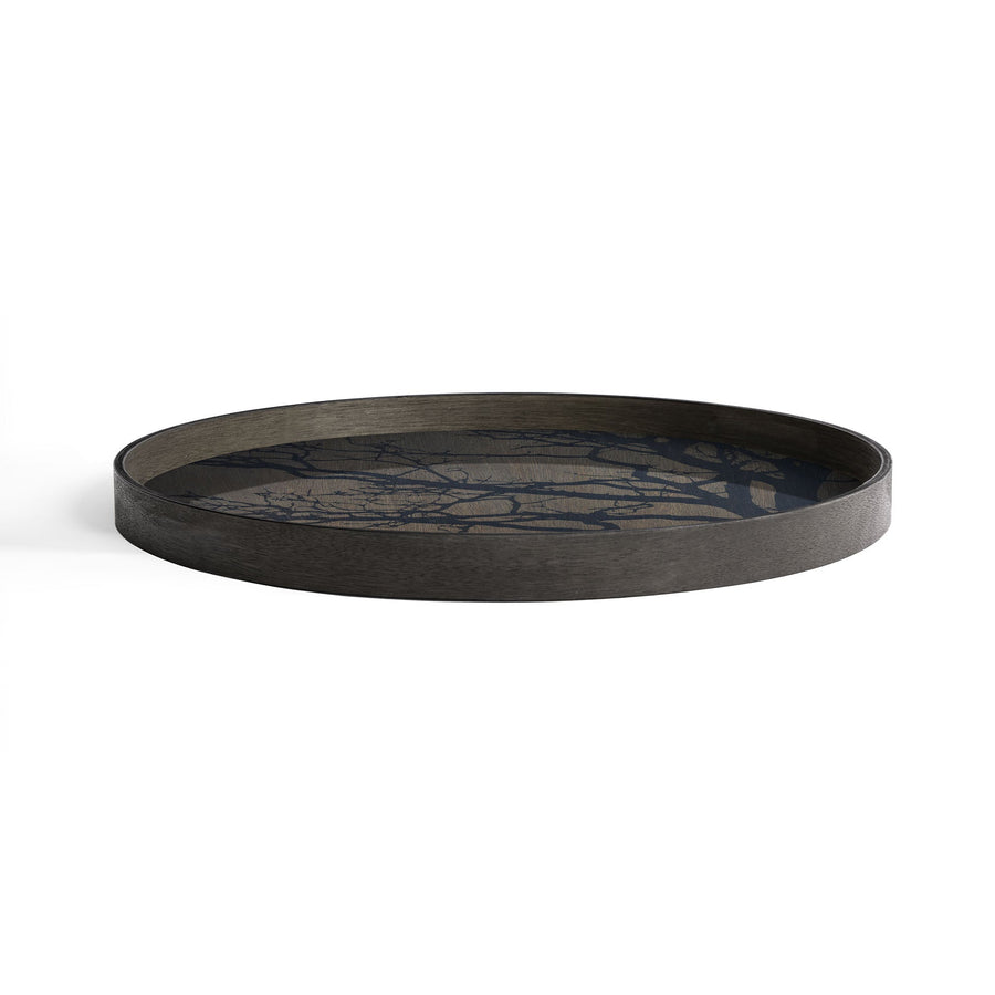 Black Tree Wooden Tray - Round / Large