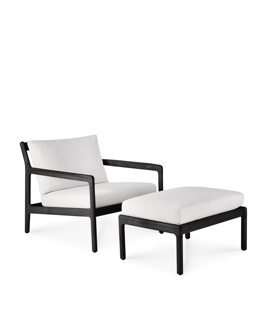 Jack Outdoor Footstool - Black Teak with Off White