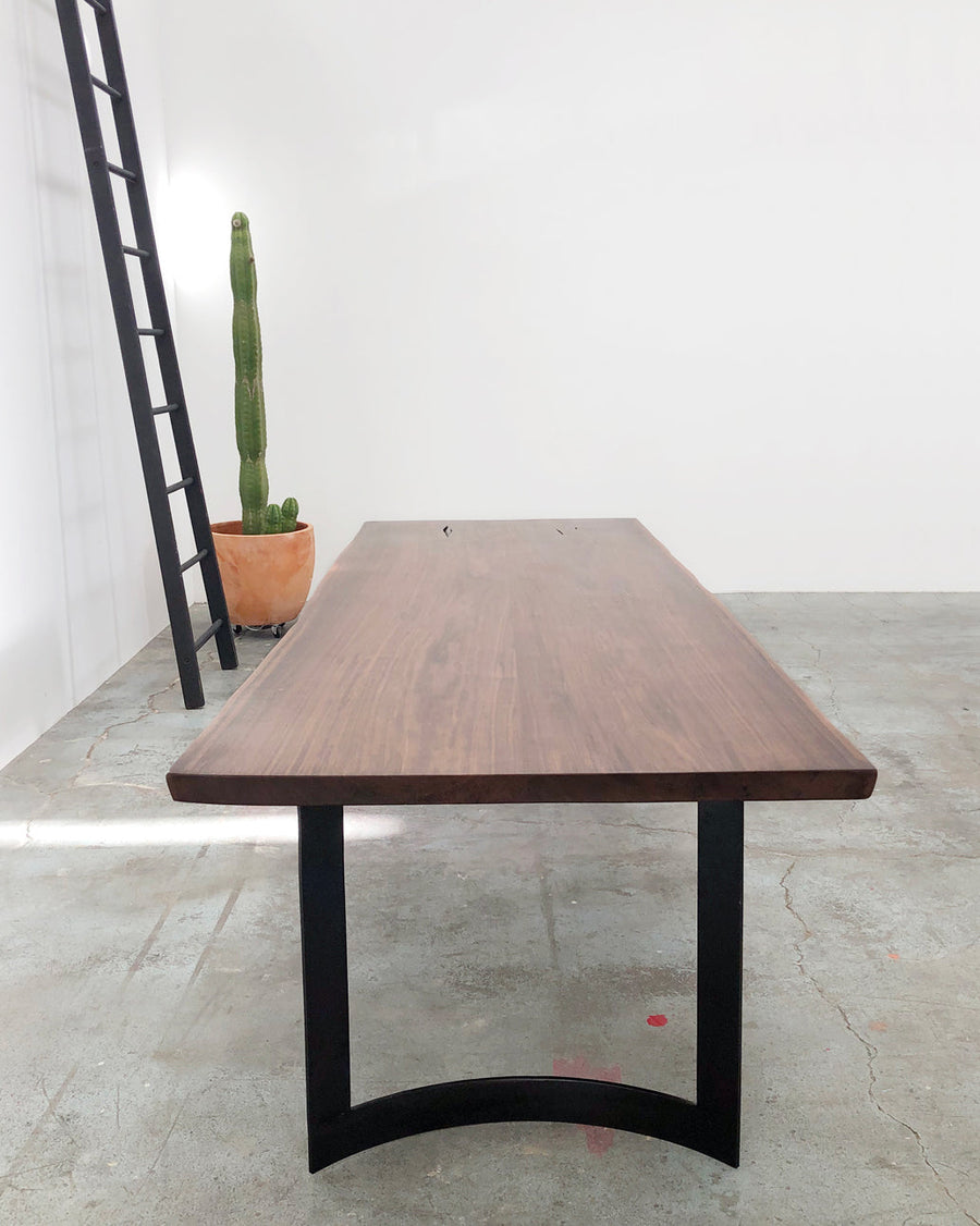 Mars Live Edge Dining Table - Walnut with Curved Metal Leg
