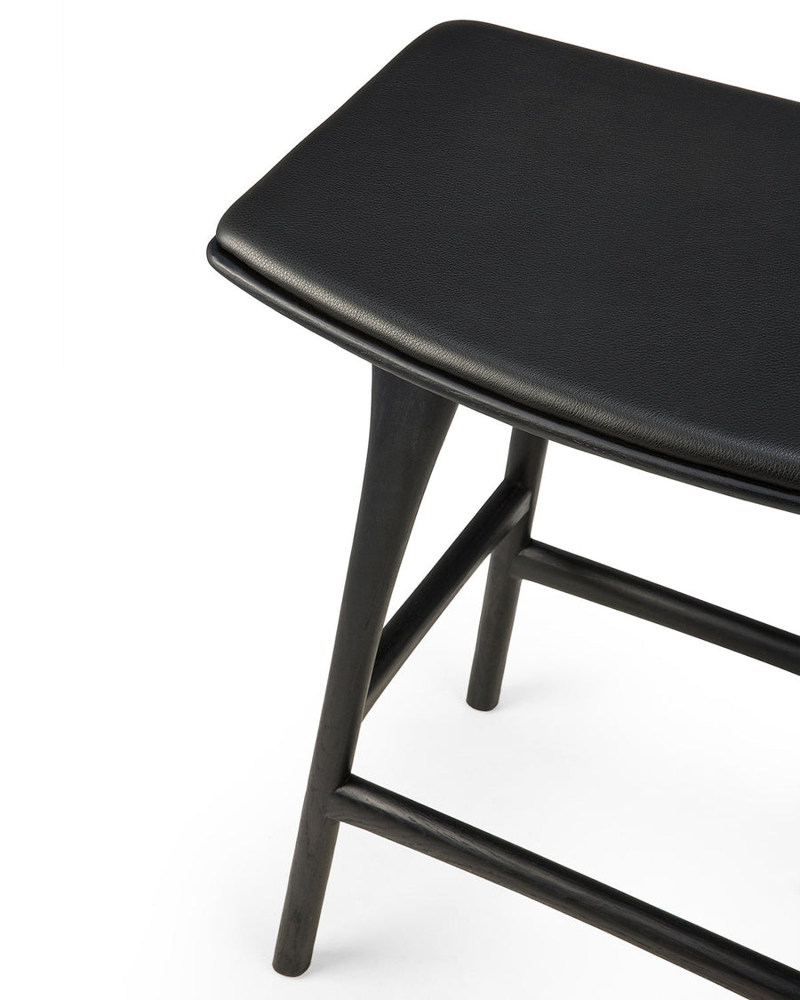 Osso Counter Stool - Black with leather seat