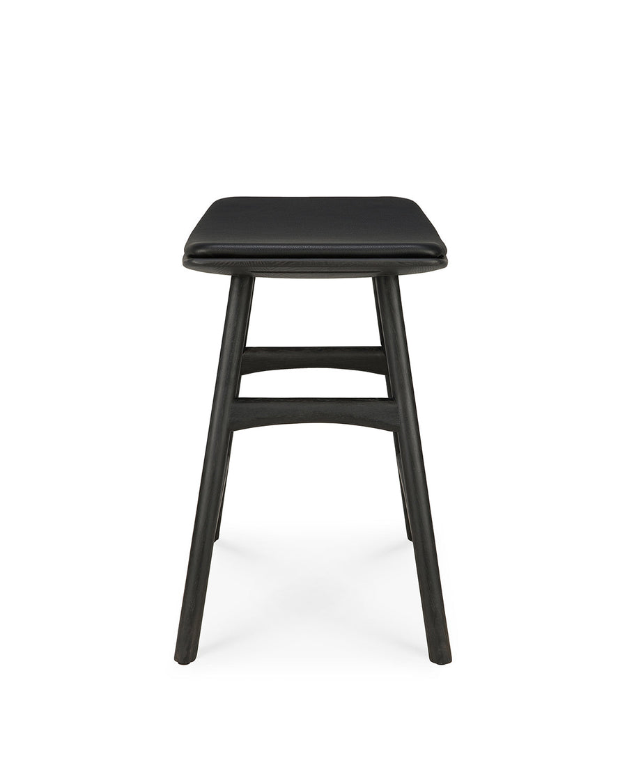 Osso Dining Stool - Black with leather seat