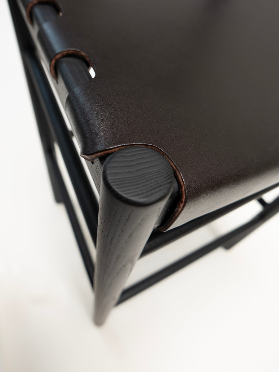 Cesco Counter Stool - Black Ash + Chocolate Leather