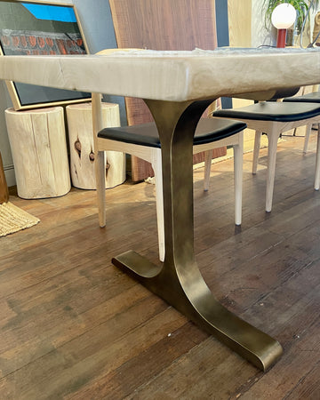 Mars Live Edge Dining Table - White Ash with Brass T Legs