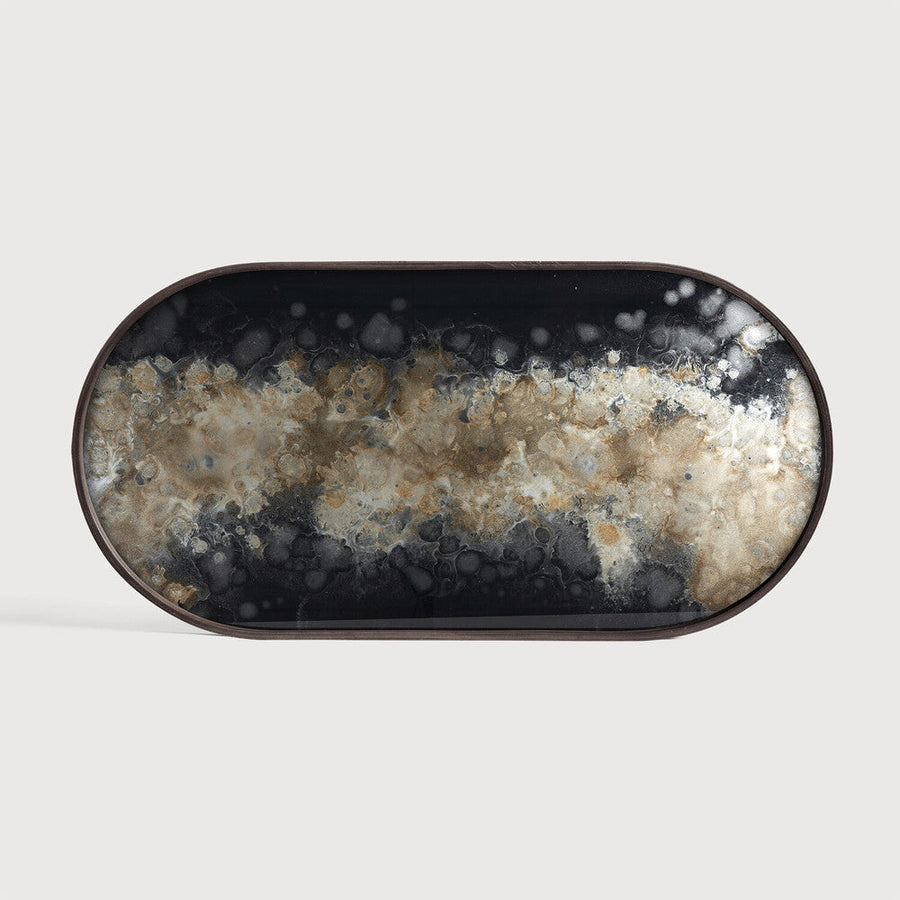 Black Organic Glass Tray - Oblong / Medium