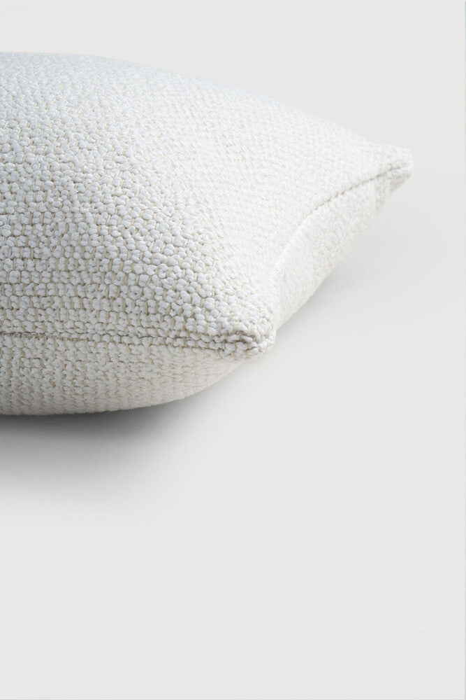 Boucle Lumbar Outdoor Cushions - White / Set of 2
