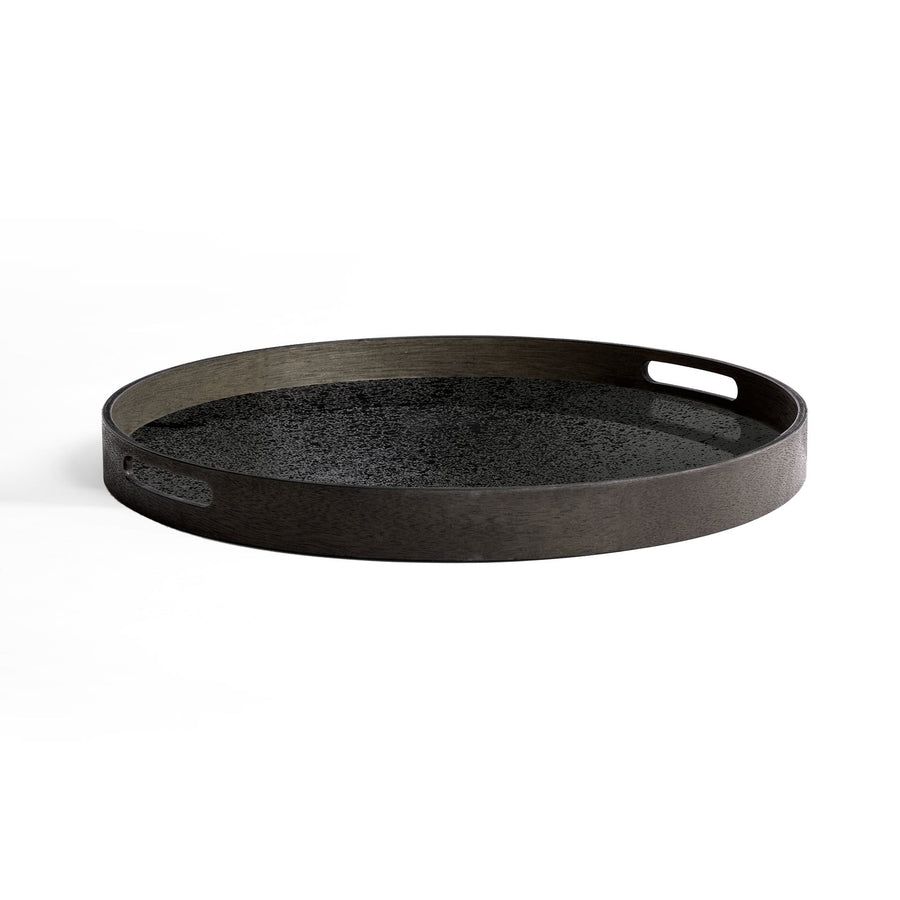 Charcoal Mirror Tray - Round / Small