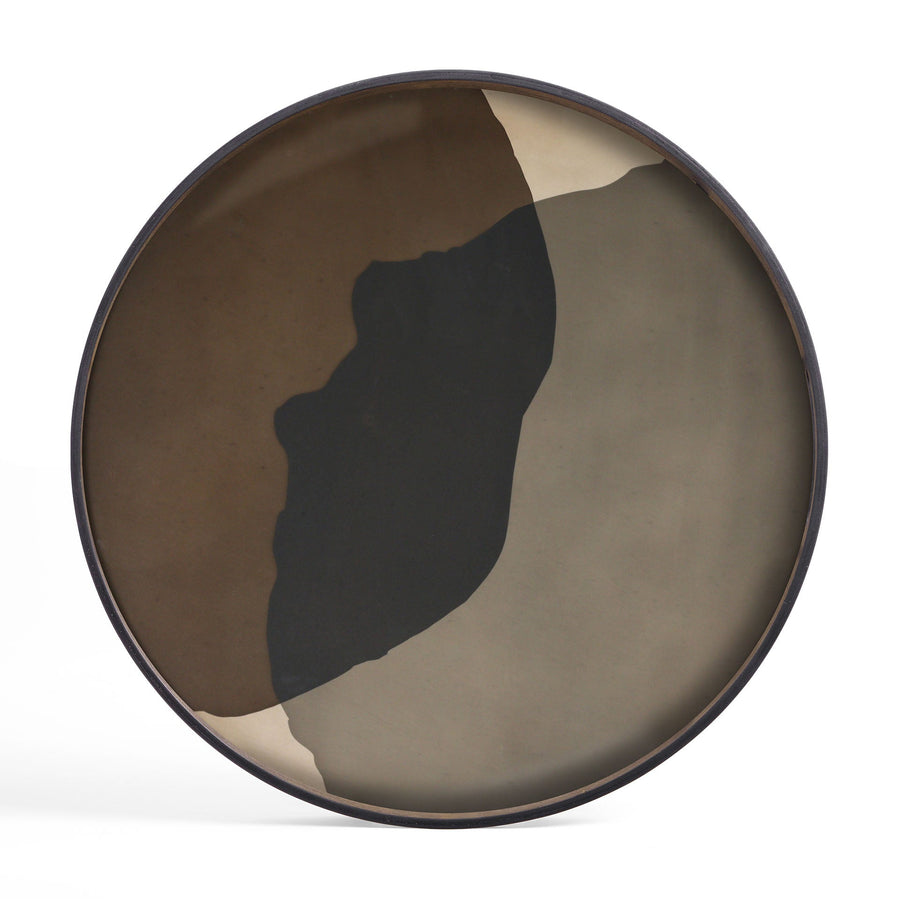 Graphite Combined Dots Glass Tray - Round / Extra Large