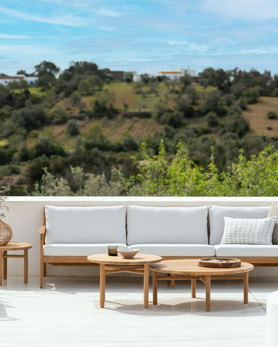 Jack Outdoor 3 Seater Sofa - Teak with Off White