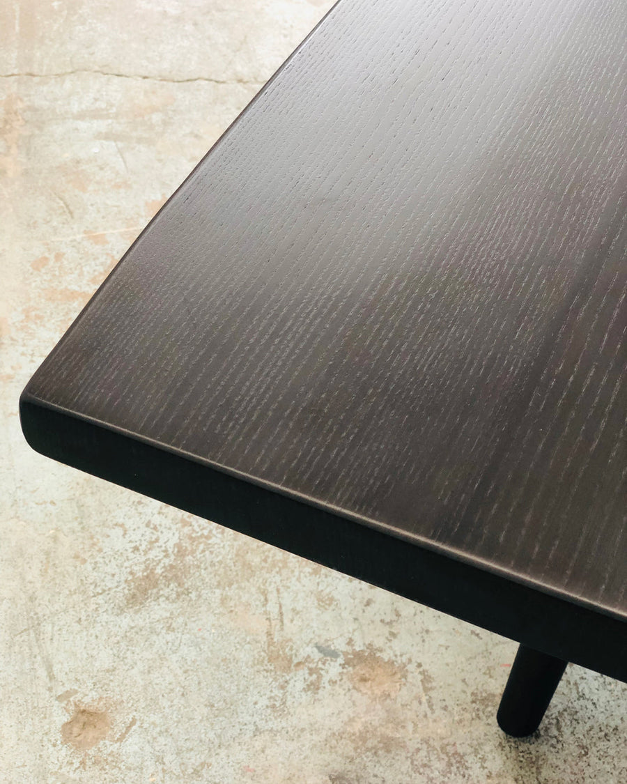 Mars Live Edge Dining Table - Black Ash with Wood Legs