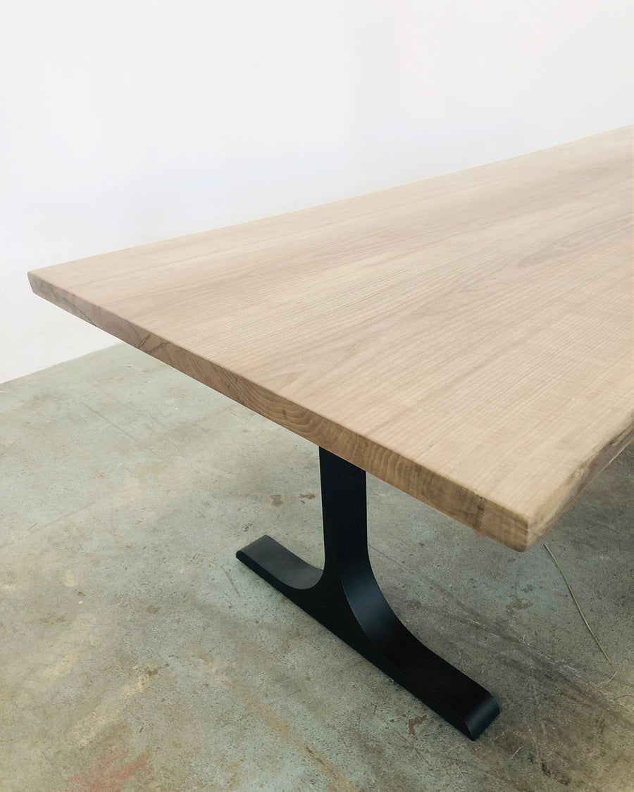 Mars Live Edge Dining Table - White Ash with Black T Legs