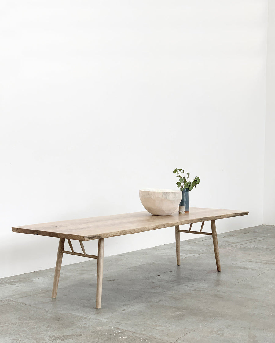 Mars Live Edge Dining Table - White Ash with Wood Legs