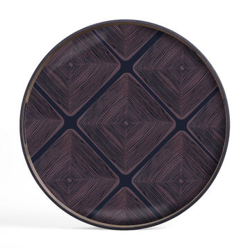 Midnight Linear Squares Glass Tray - Round / Small