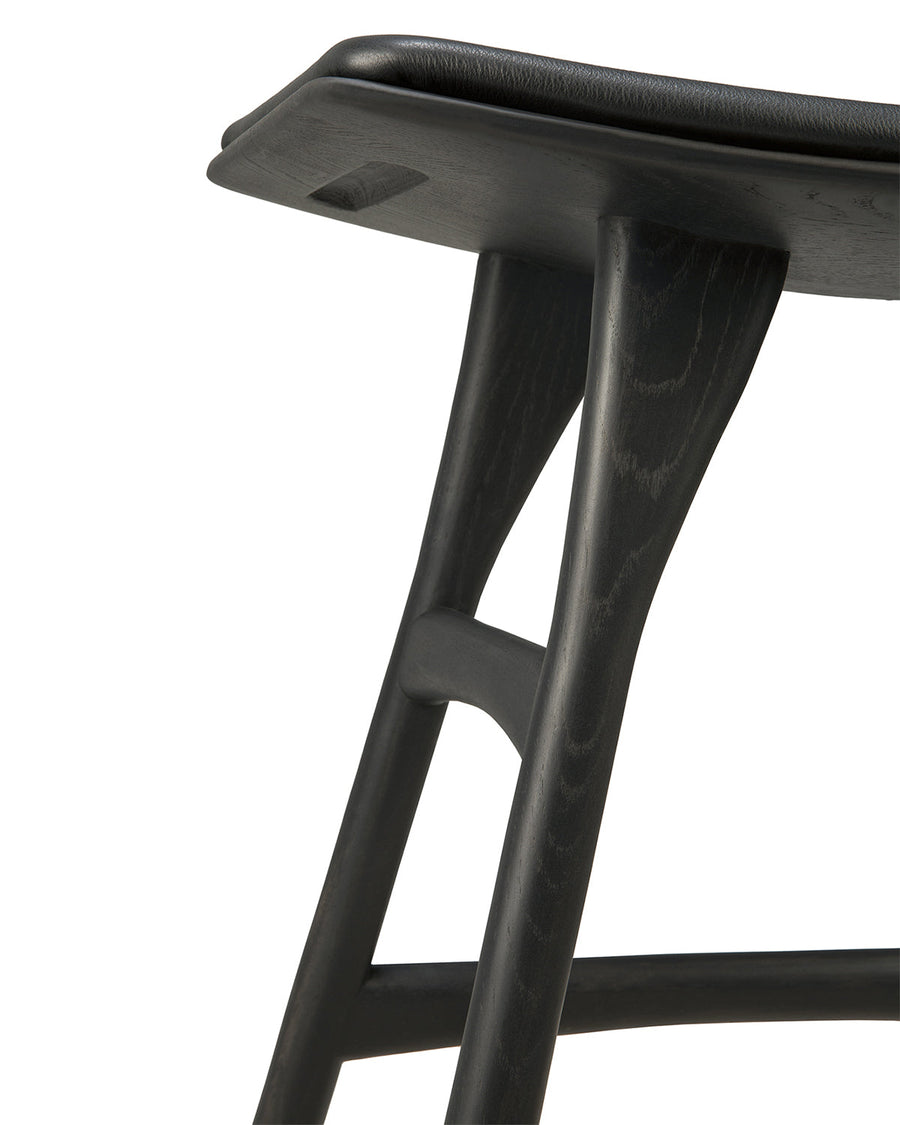 Osso Dining Stool - Black with leather seat
