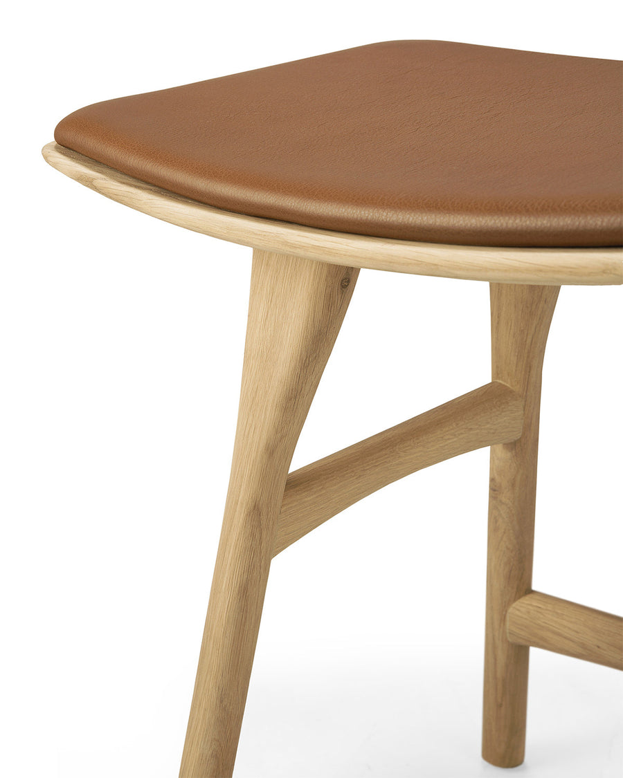Osso Dining Stool with leather seat - Oak